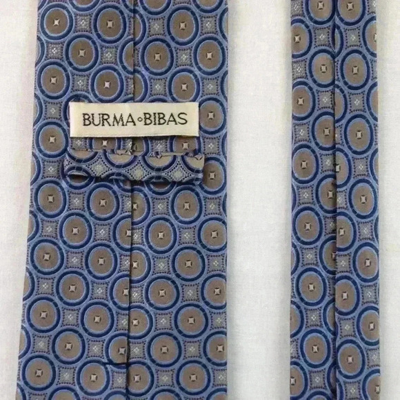 Burma Bibas Tan Multi-Color Silk Tie 59" x 4" - Picture 4 of 4